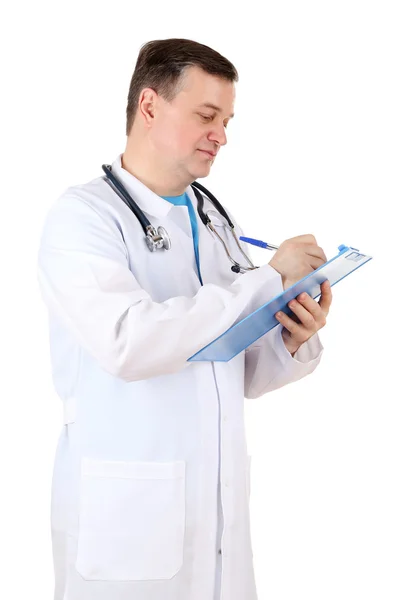 医生用听诊器上白色隔离 — 图库照片