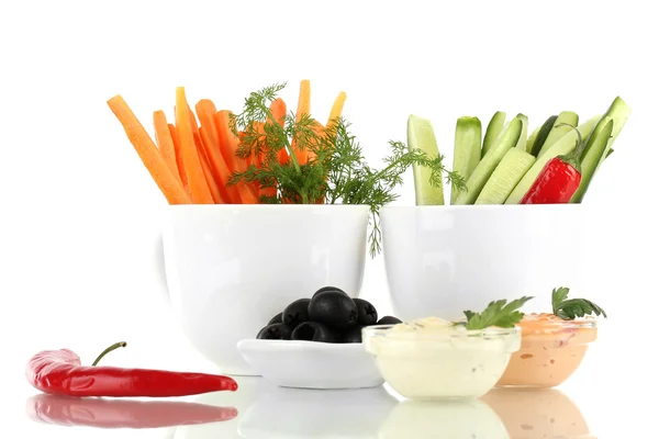 Assorted raw vegetables sticks isolated on white — Stock Photo, Image