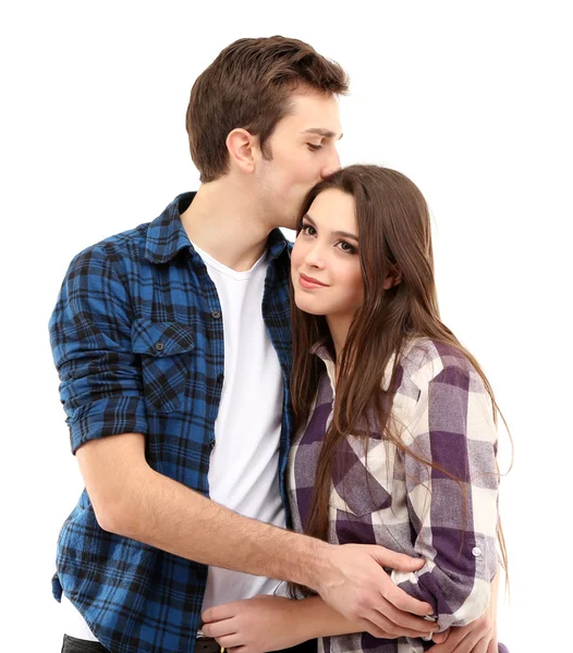 Loving couple isolated on white — Stock Photo, Image