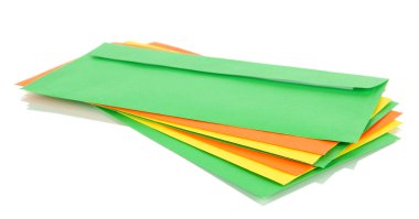 renkli zarf üzerinde beyaz izole