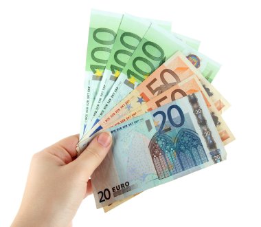 beyaz izole euro banknot