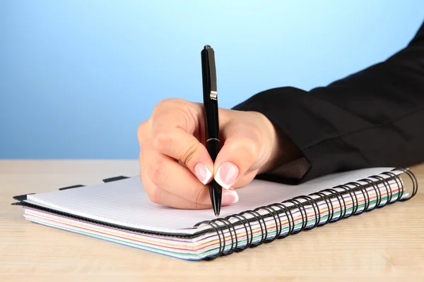 Hand write on notebook, on color background — Stock Photo, Image