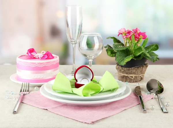 Romantic table serving on bright background — Stock Photo, Image