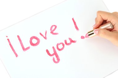 beyaz kağıt üzerine beyaz izole, ruj yazıt