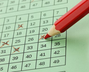 piyango bileti ve kalem, kapat