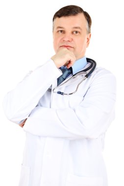 beyaz izole stetoskop ile tıp doktoru