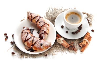 Whit üzerinde izole ışık lezzetli bir kahvaltı,