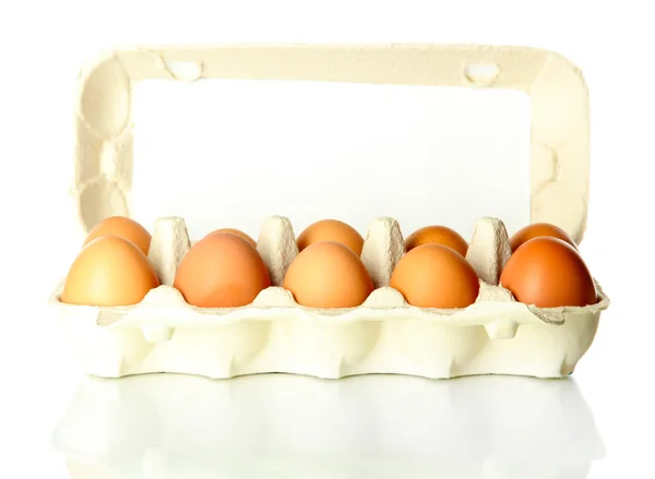 Many eggs in box isolated on white — Stock Photo, Image