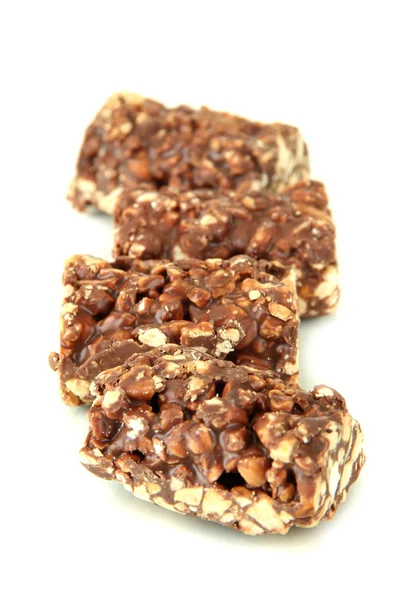 Dulces de chocolate con nueces, aislados en blanco —  Fotos de Stock