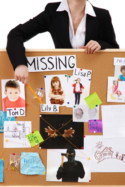 Detective investigating abduction of children — Stock Photo, Image