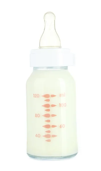 Бутылочка молока, изолированная на белом — стоковое фото