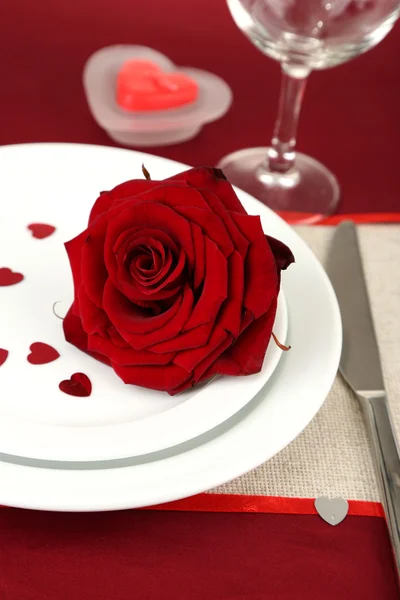 Table setting in honor of Valentine's Day close-up Stock Picture