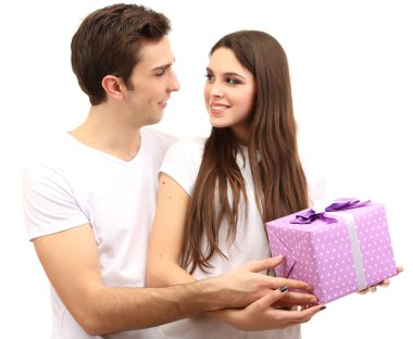 seven çift üzerinde beyaz izole hediye ile