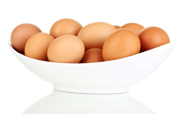 Eggs in white bowl isolated on whit — Stock Photo, Image