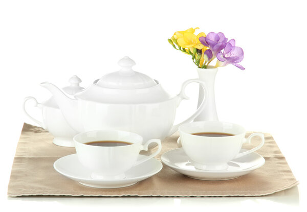 Beautiful tea service, isolated on white