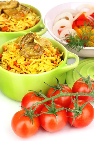 Delicioso pilaf con verduras de cerca —  Fotos de Stock