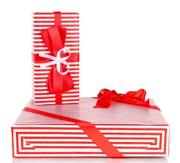 Cajas de regalo, envoltura festiva aislada en blanco —  Fotos de Stock