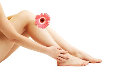 güzel kadın bacakları, üzerinde beyaz izole