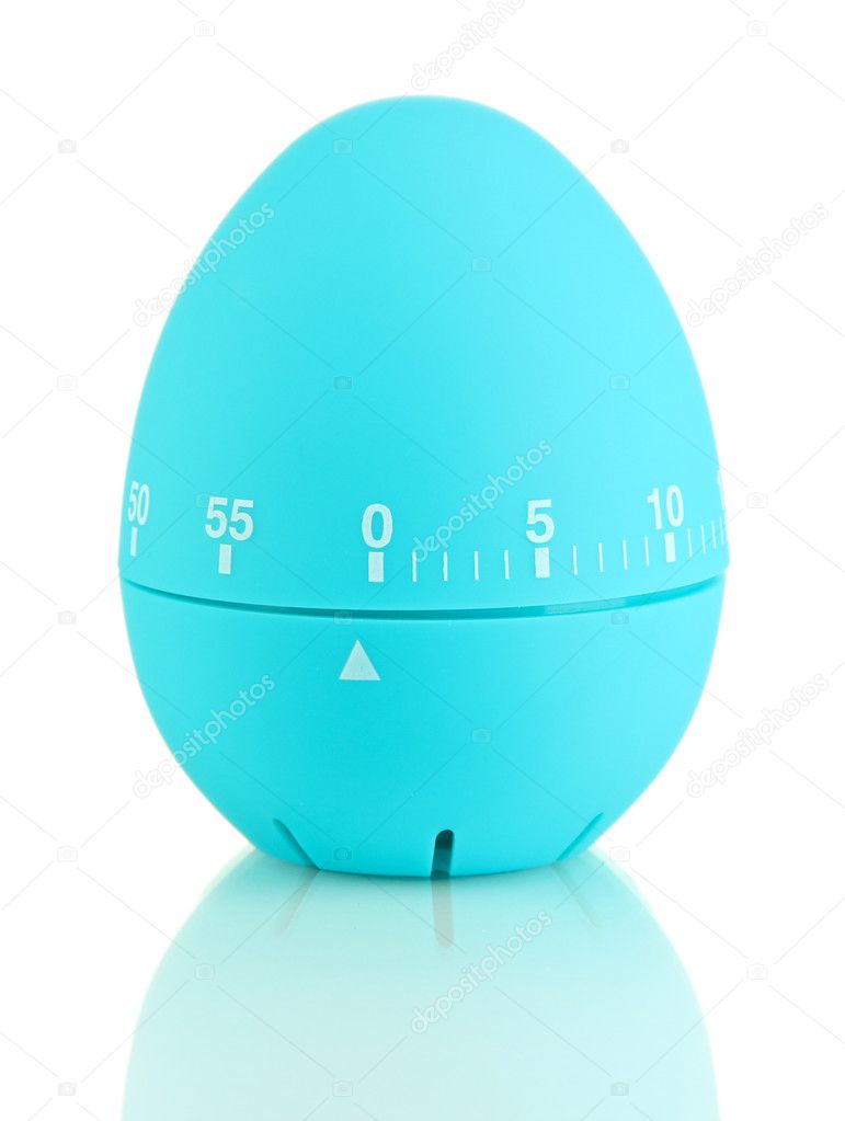 Blue egg timer, isolated on white