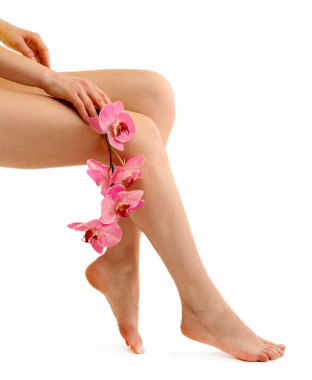 güzel kadın bacakları, üzerinde beyaz izole