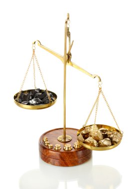 Altın ve beyaz izole ölçeklerde kömür