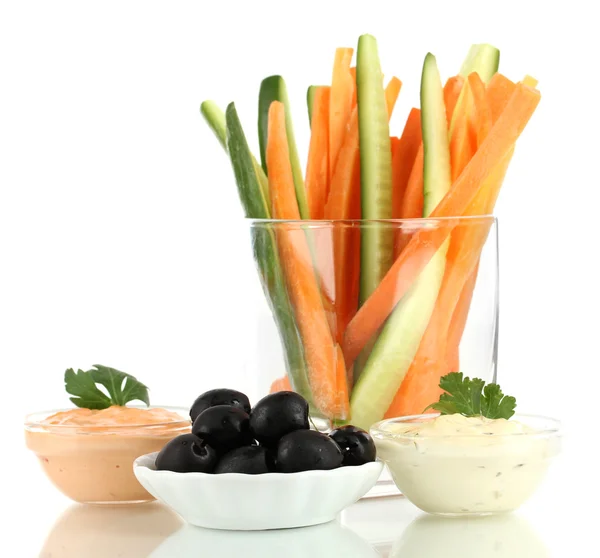 Assorted raw vegetables sticks isolated on white — Stock Photo, Image