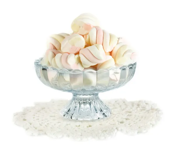 Mild marshmallow i vas isolerad på vit — Stockfoto