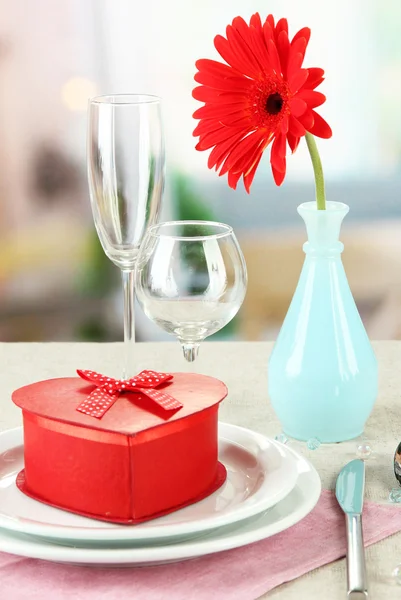 Romantic table serving on bright background — Stock Photo, Image