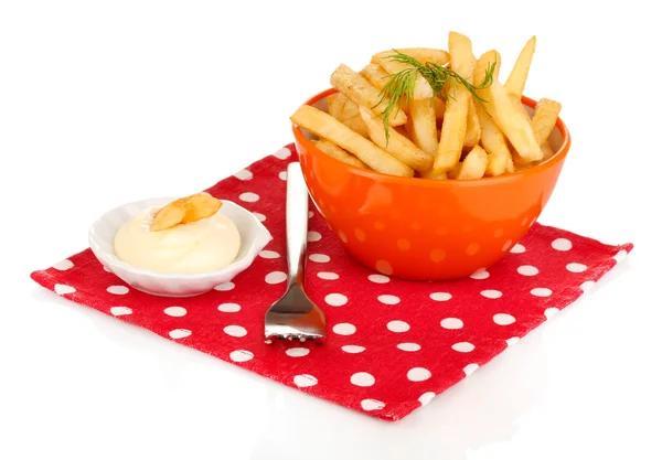 Patates kızartması üzerine beyaz izole kase — Stok fotoğraf