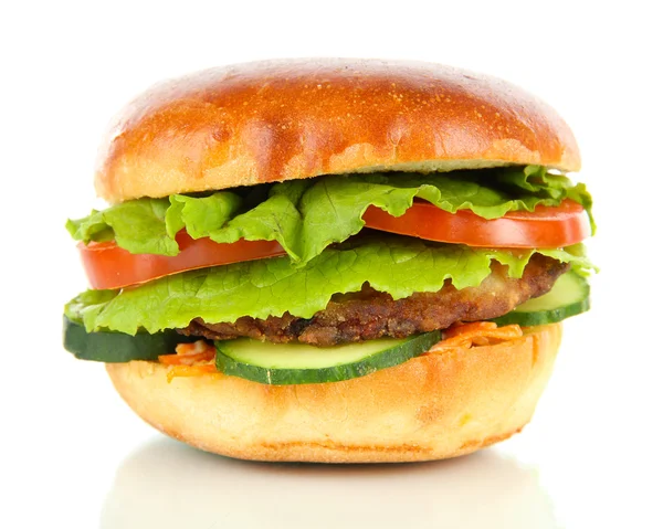 Große und leckere Hamburger isoliert auf weiß — Stockfoto