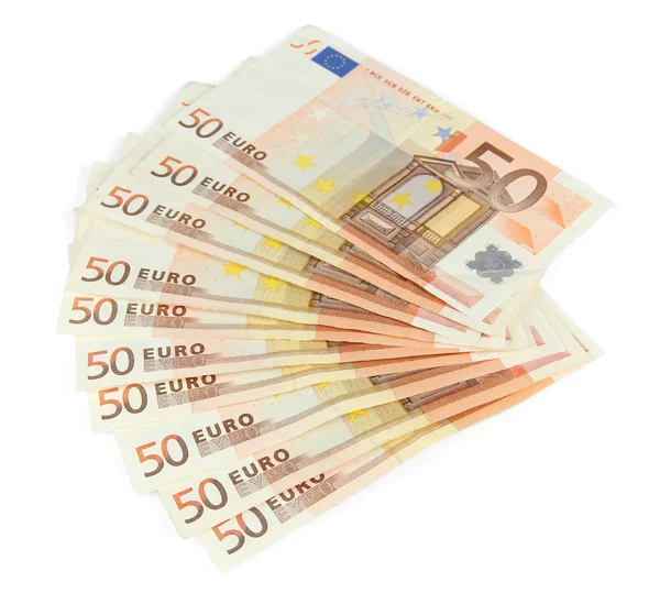 Euro-Banknoten isoliert auf weißem Grund — Stockfoto