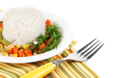 sebzeler üzerinde beyaz izole lezzetli risotto