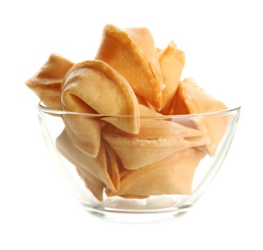 servet çerezleri üzerinde beyaz izole kase,