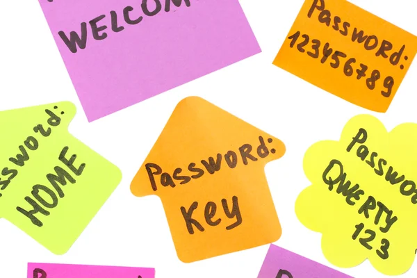 Password's reminders isolated on white — Stock Photo, Image