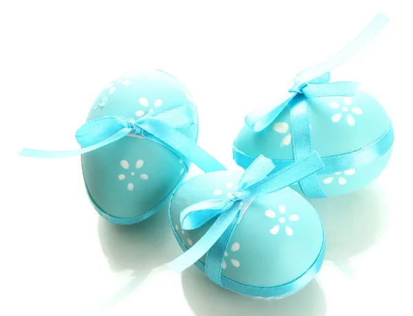 Bright easter eggs with bows, isolated on white — Stock Photo, Image