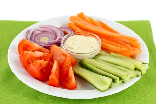 Assorted raw vegetables sticks in plate close up — Stock Photo, Image