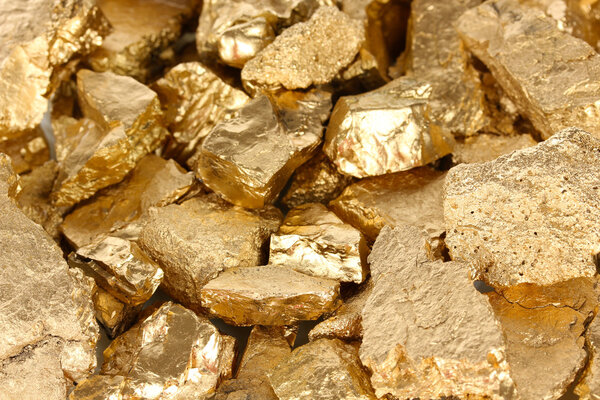 Golden nuggets close-up