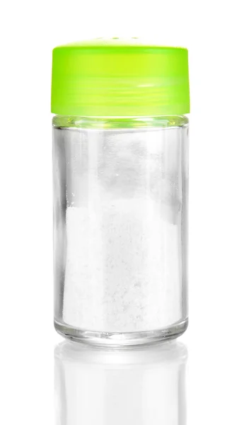 孤立在白色木制的盐瓶 — 图库照片