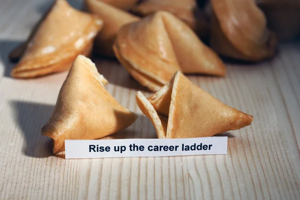 Fortune cookies on wooden table — Stock Photo, Image