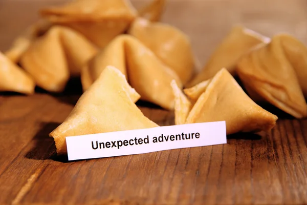 Fortune cookies on wooden table — Stock Photo, Image