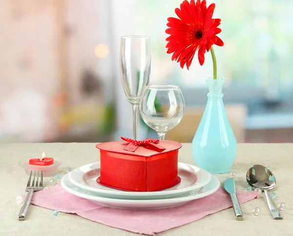 Romantic table serving on bright background — Stock Photo, Image