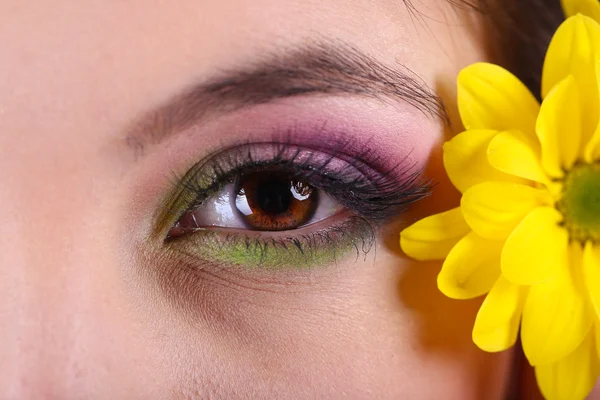 Hermoso ojo femenino con maquillaje brillante —  Fotos de Stock