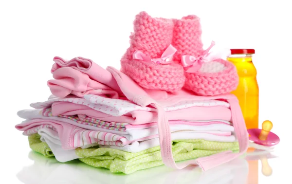 Pile of baby clothes isolated on white — Stock Photo, Image