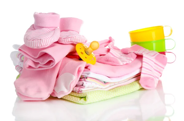 Pile of baby clothes isolated on white — Stock Photo, Image