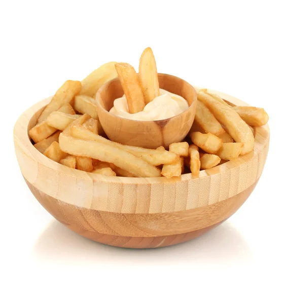 Pommes frites i skål isolerad på vit — Stockfoto