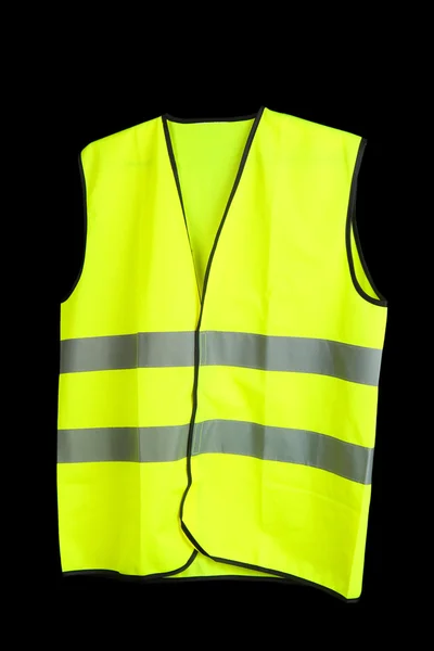 Gilet giallo, isolato su nero — Foto Stock