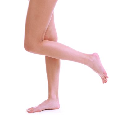 güzel kadın bacakları, üzerinde beyaz izole