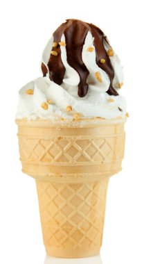 lezzetli dondurma çikolatalı, üzerinde beyaz izole