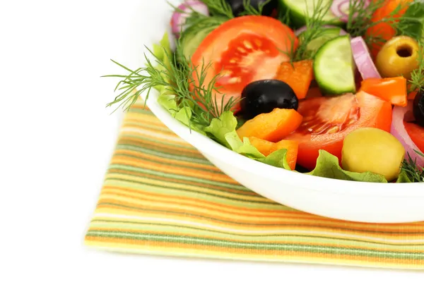 Fresh salad in plate isolated on white — Stock Photo, Image