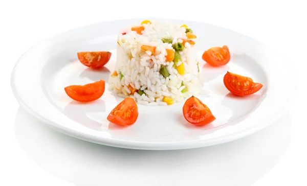 Delicioso risotto con verduras, aislado en blanco —  Fotos de Stock